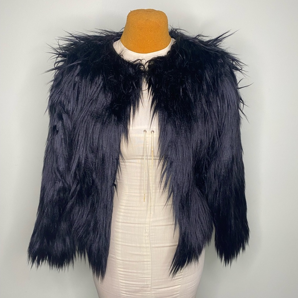 Black faux fur jacket